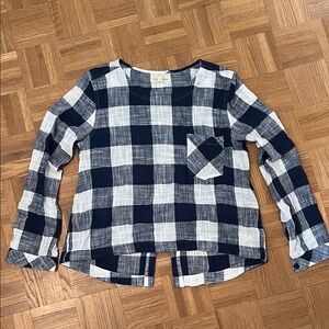 Plaid Kids Shirt in Navy and White